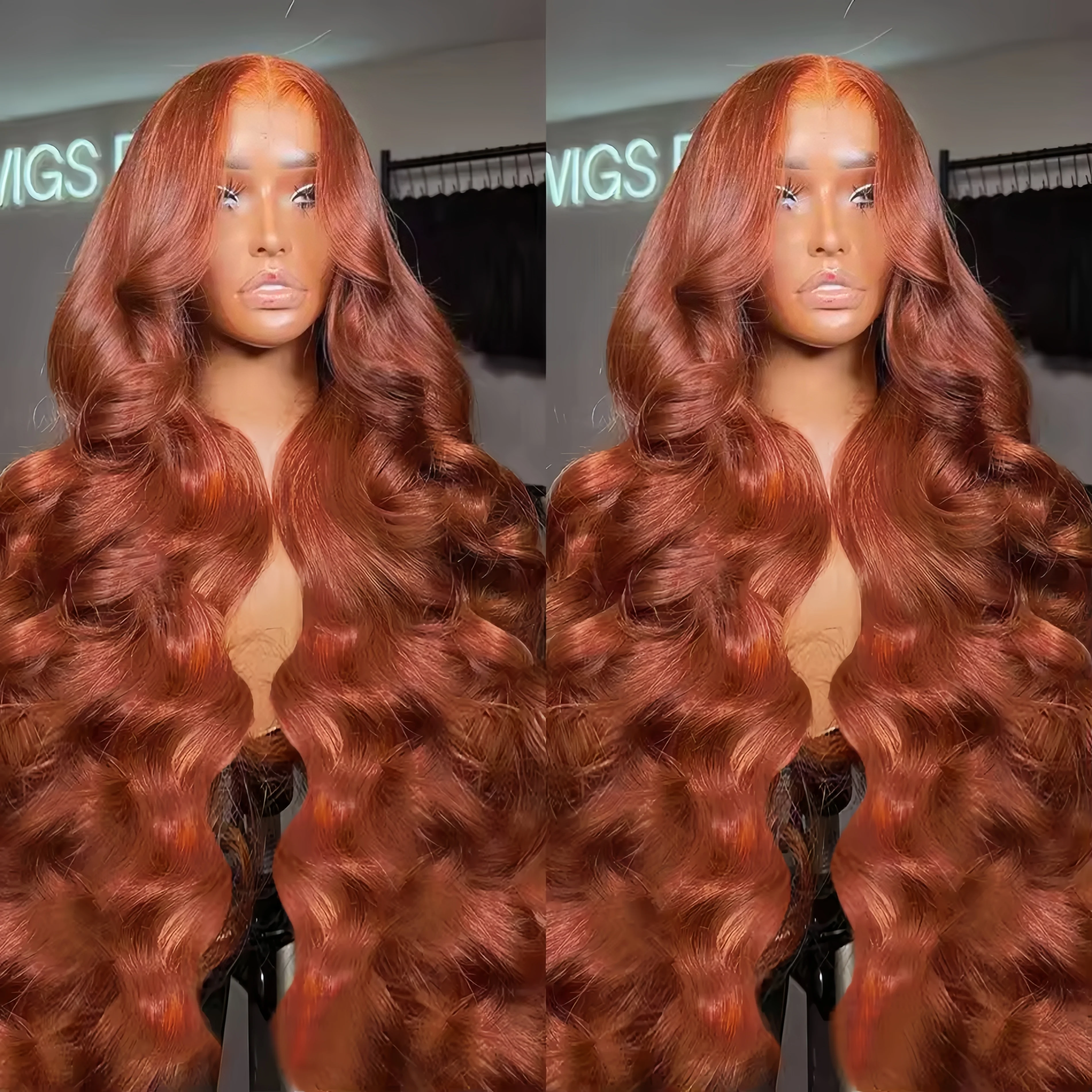 Reddish Brown 13x4 Lace Front Wigs Human Hair Pre Plucked 180% Density Body Wave Auburn Colored Human Hair Lace Frontal HumanWig image 2