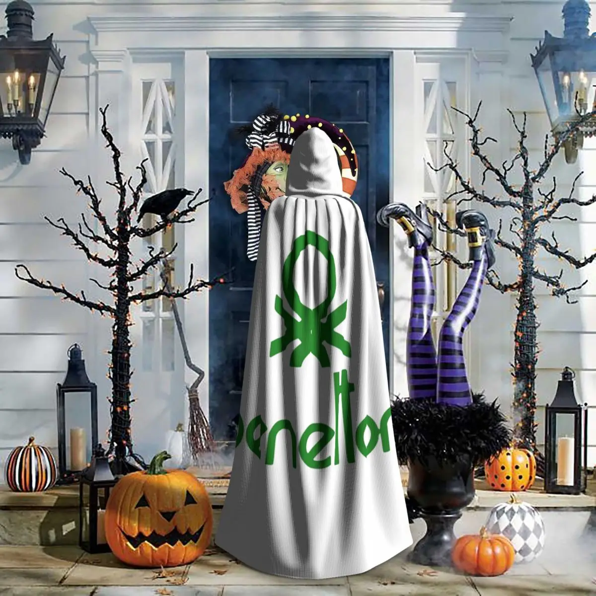 United Colors Of Benetton Long Hooded Cloak Witch Medieval Costume Cosplay Cape HalloweenVampire Adult Unisex view 5