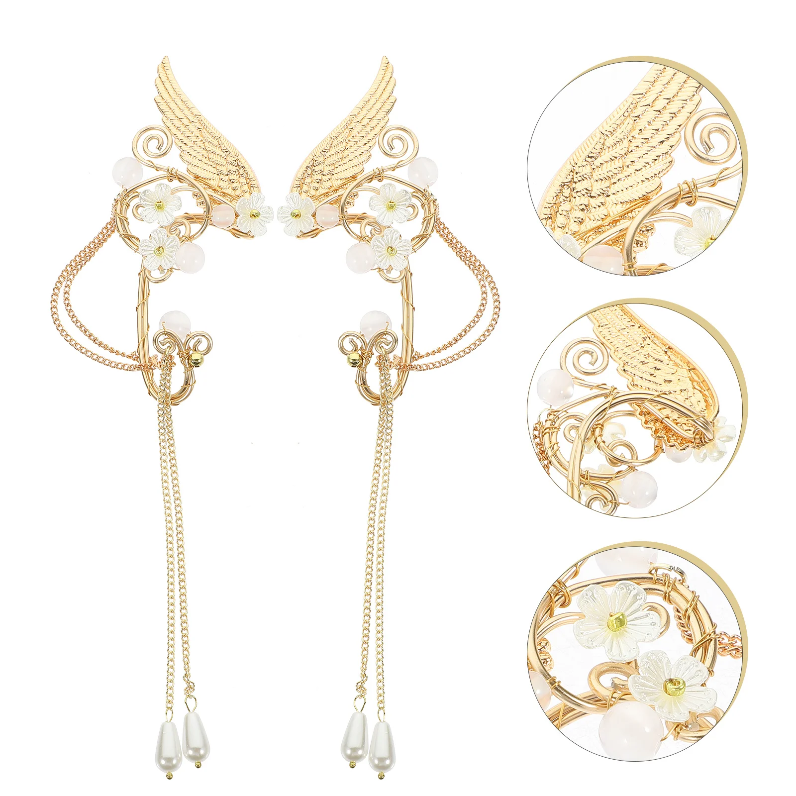 

1Pair Ear Cuffs Clip Non Pierced Pearl Tassel Earrings for Women Girls Lightweight Stylish Ear Jewelry Gift Womens Earrings