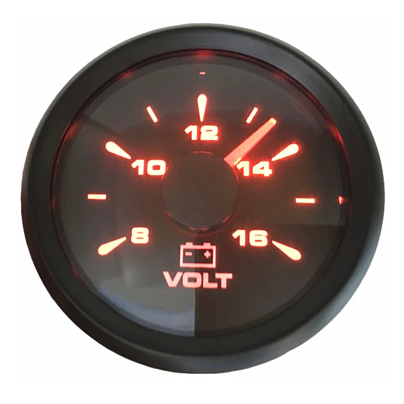 Auto 8-16v Display Voltmeters 52mm Pointer Volt Meters Black Volt Gauges 9-32v Working Voltage with 8 Kinds Backlight Color