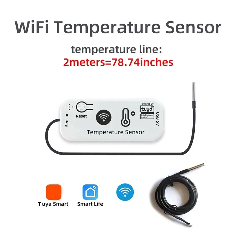 

Zigbee TUYA WIFI Temperature Sensor APP Remote Monitor Waterproof Temperature Sensor 2.4G Wifi Smart Home 1m 2m Smart Life APP