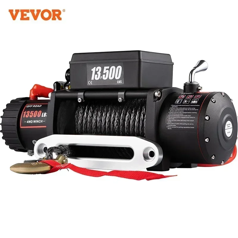 Sihao 13500LBS Electric Winch 12v 27M/92FT Synthetic Rope  Lifting Treuils Hoist for 4X4 Car Trailer ATV Truck Off Road Boat