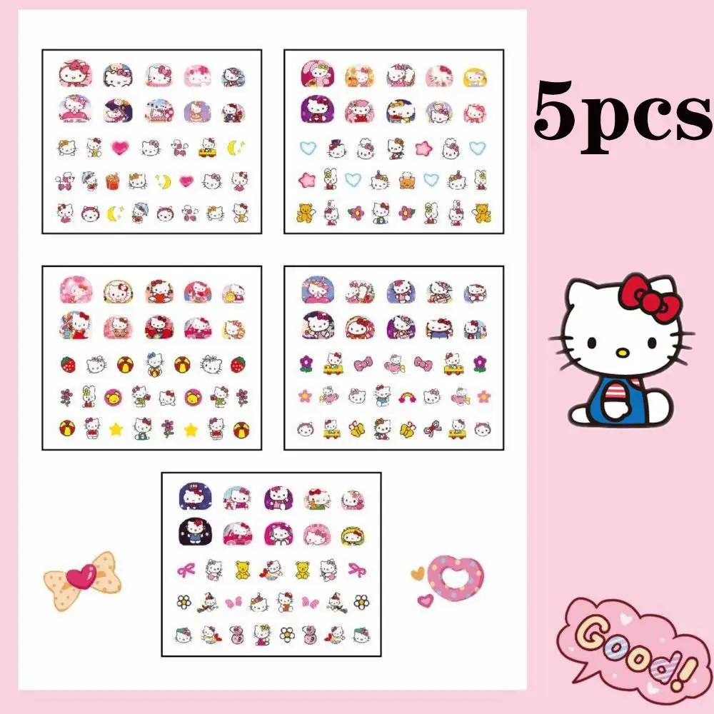 5pcs/set Cartoon Hello Kitty 3D Nail Stickers Fun Sanrio Melody Kuromi Nail Art Press on Nails Decoration Anime Nail Art Decals