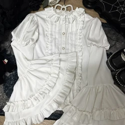 Japanese Sweet Girls Kawaii Cute Lolita Flare Sleeve Blouses Victorian Y2k Aesthetic Ruffles Shirts Tops Women Jk Loose Blusas