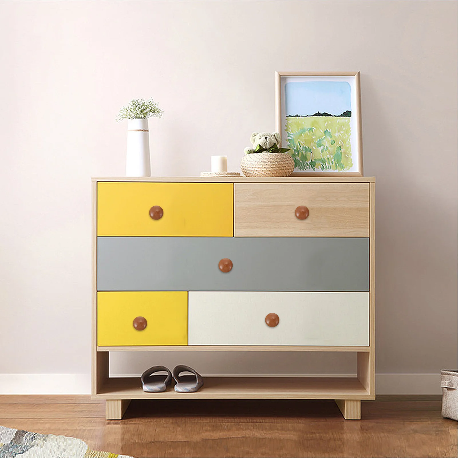 

12Pcs Mushroom Modeling Wooden Handles Simple Furniture Cabinet Pull Accessory Durable Safe Smooth Touch Elegant Design