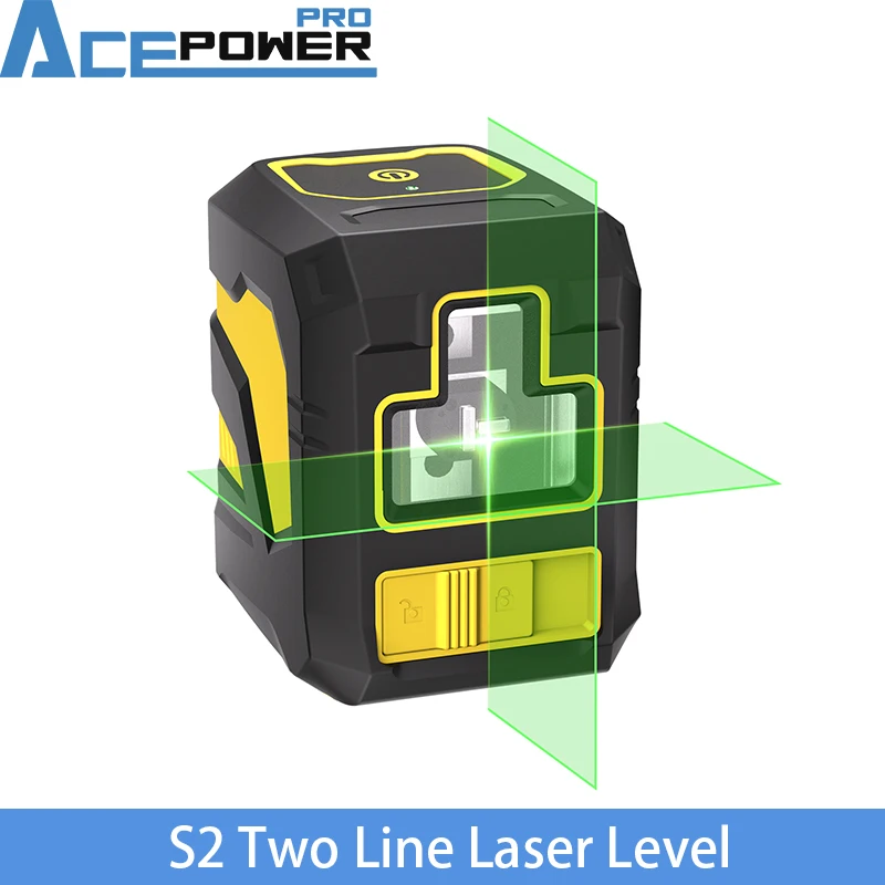 

AcePower S2 2 Lines Laser Level Self-Leveling Horizontal And Vertical Cross Super Powerful Green Laser Beam Line