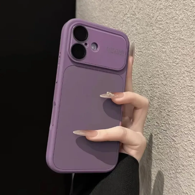 Luxury Liquid Silicone Solid Color Candy Phone Case For iPhone 18 17 16 15 14  Pro Max Large Window Camera Film Protect Cover