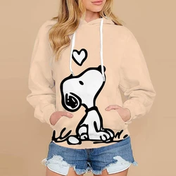 Snoopy Cartoon Anime Women's Hoodie Spring and Autumn Edition Women's Round Neck Hoodie 2024 New Fashion Couple Sportswear Top