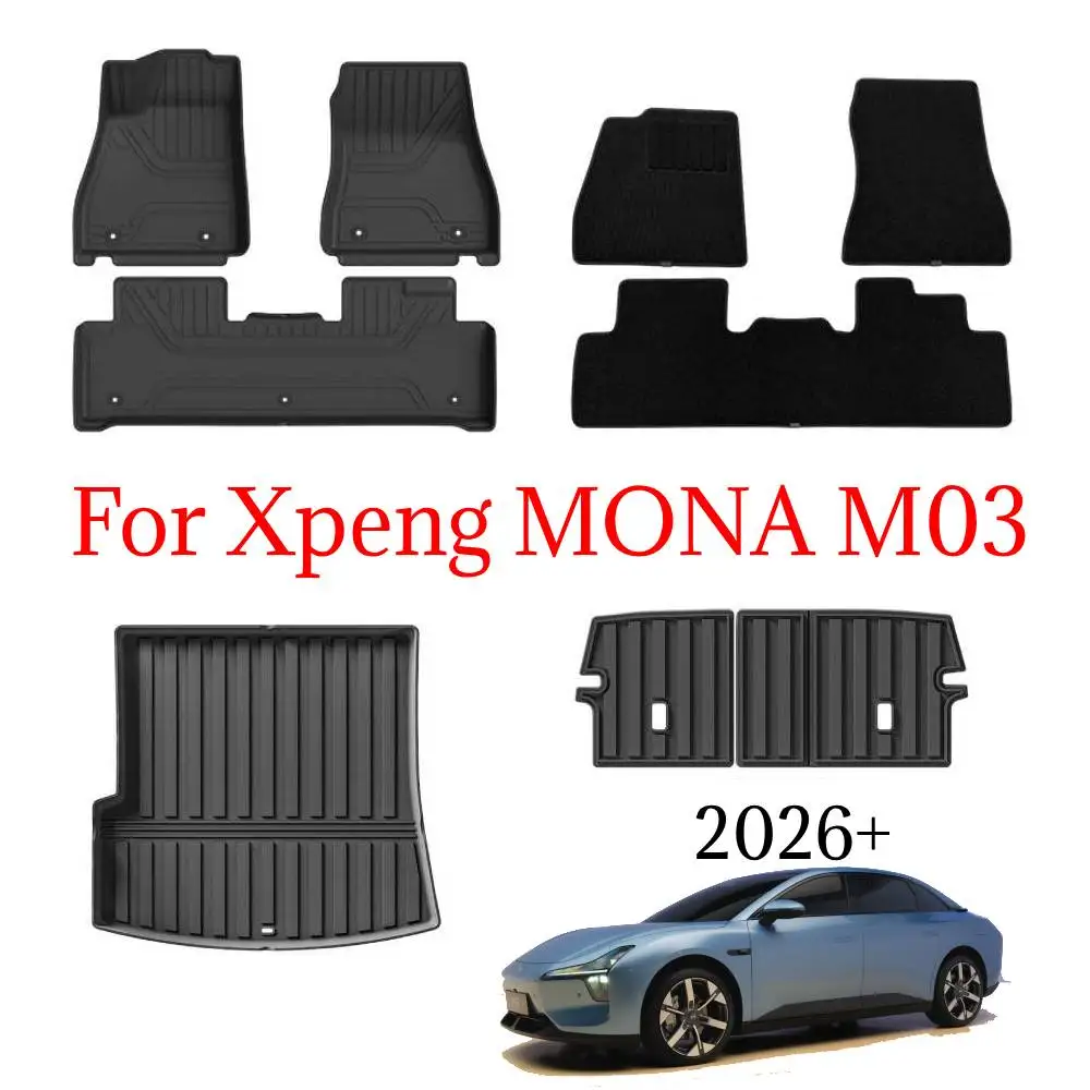 For Xpeng MONA M03 2026+ TPE Floor Mats All Weather Protection Cargo Liner Waterproof Trunk Mat Backrest Pad For MONA M03 2025