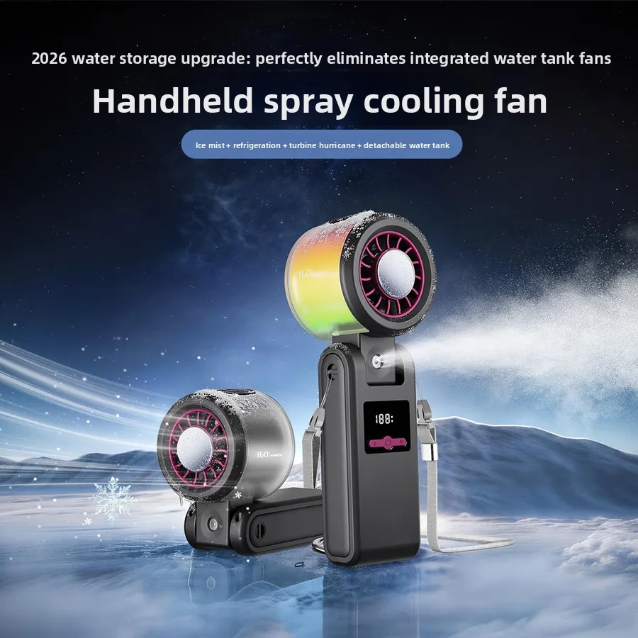 Portable Spray Fan with USB Rechargeable Battery 3 Speed Settings for Indoor Outdoor Cooling