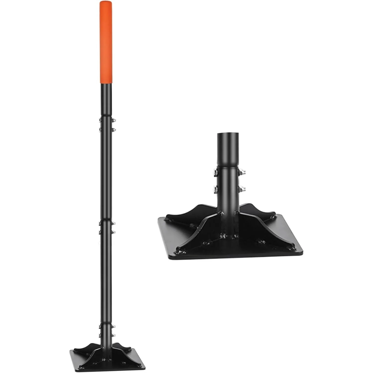 

Steel Tamper 8in×8in, 45in Long-Handled Hand Tamper with Rubber Grip, Durable Ground Tamper for Leveling Soil, Gravel, and Floor