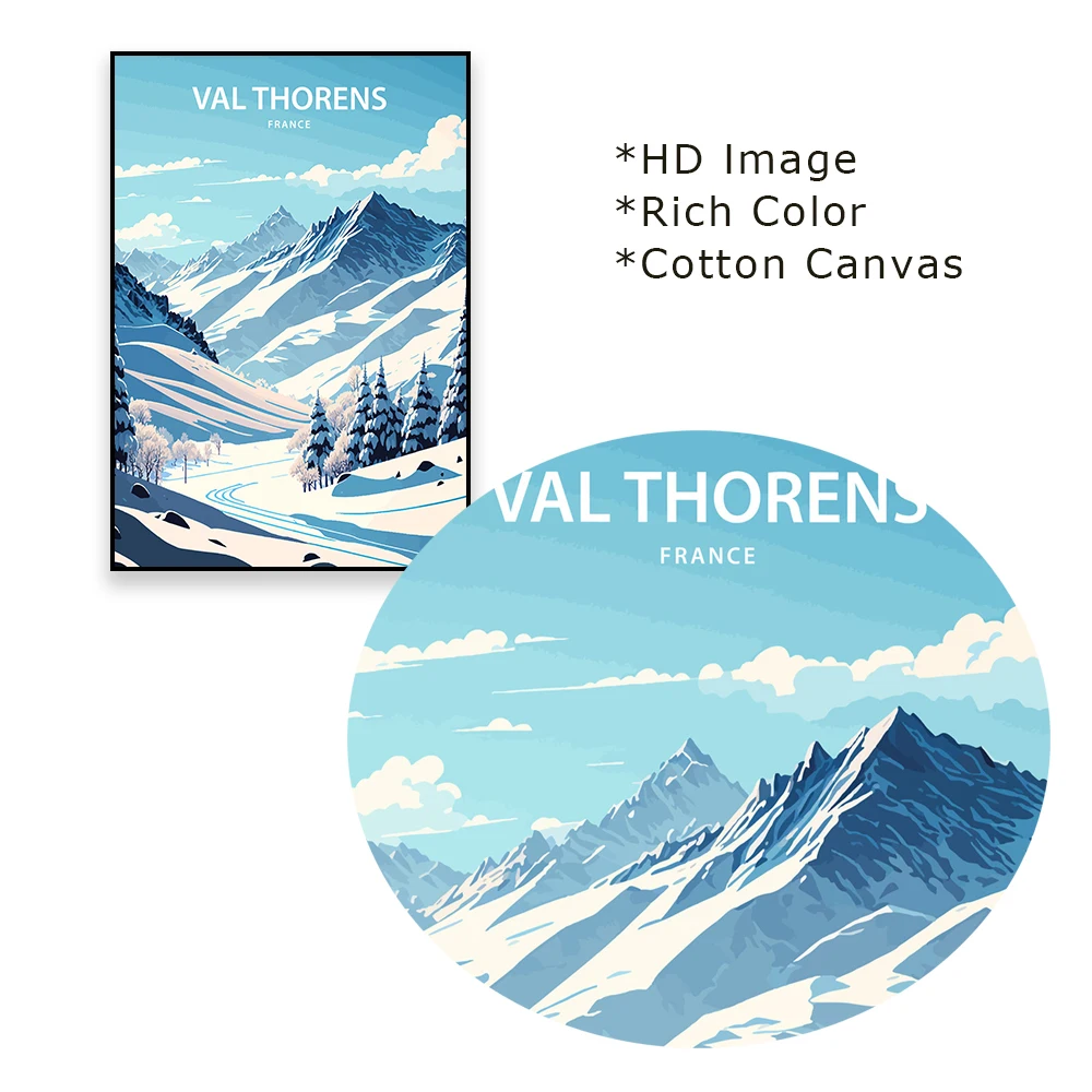Val d'isere Art Prints Meribel Travel Poster France Tignes Wall Art Courchevel Travel Prints Canvas Painting Office Wall Decor - Image 5