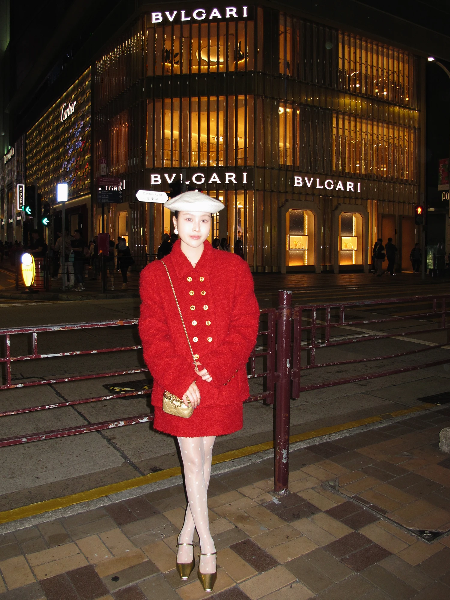 

Fashionable Wool Blend Cotton Jacket And Pants Set for Women Red New Year Outerwear Classic French Style Long Sleeve Suit