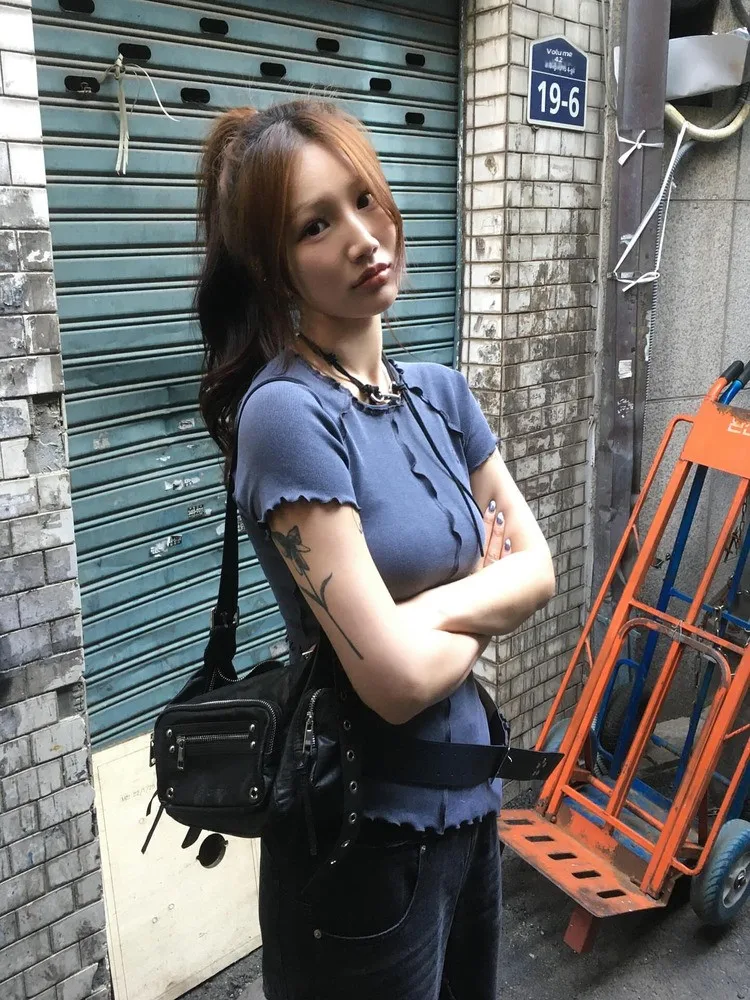 

Street Sle Blapurple Hot Girl Motorcycle Bag Rivet Multi ket Handbag oulder Bag Crossbody Bag for Young Women