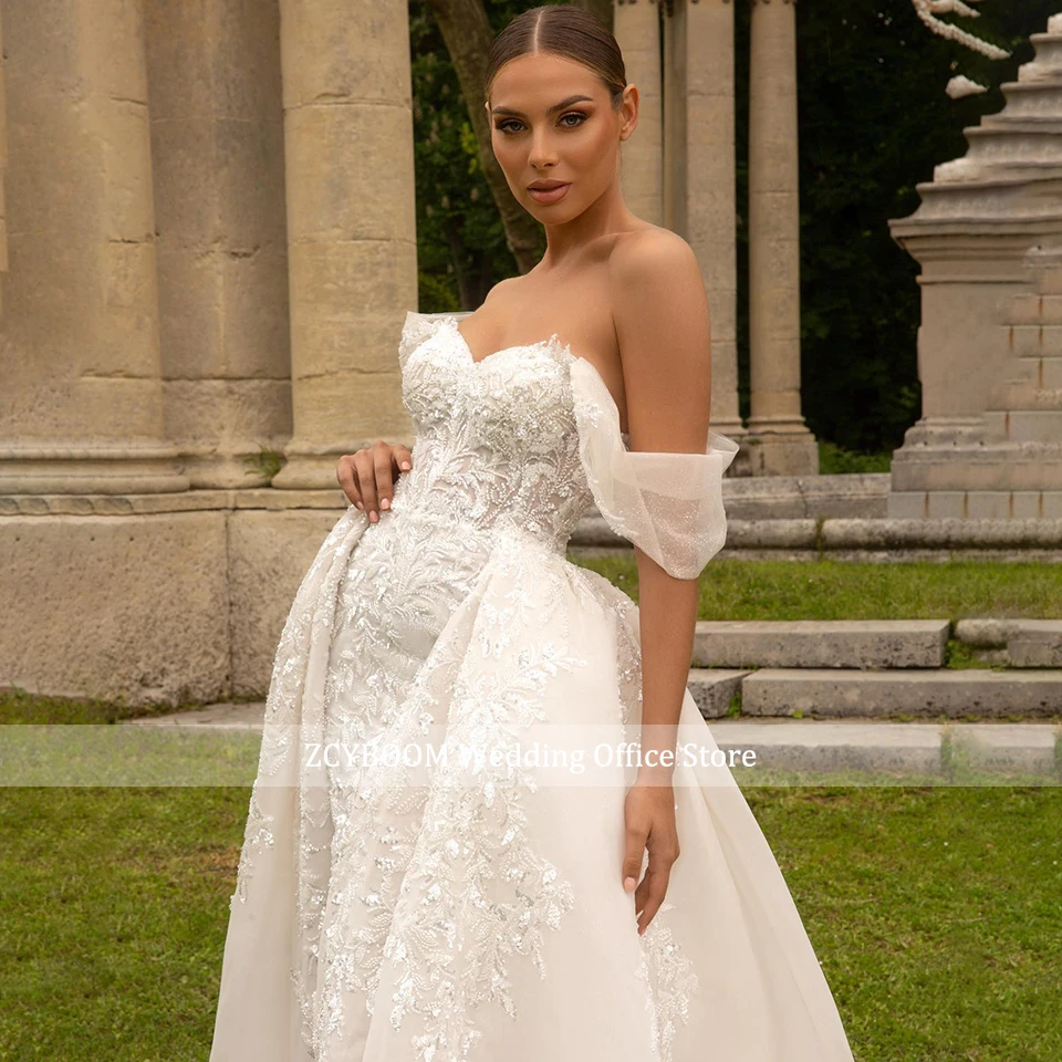 Elegant Sweetheart 2 In 1 Detachable Train Mermaid Wedding Dresses 2026 Off Shoulder Lace Appliques Bride Gowns Vestido De Novia