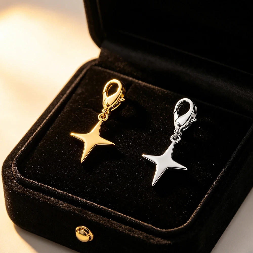 Mini Charms with Lobster Clasp Stainless Steel Gold Color DIY Pendant for Figaro Chain Bracelet For Woman Flower Leaves Jewelry
