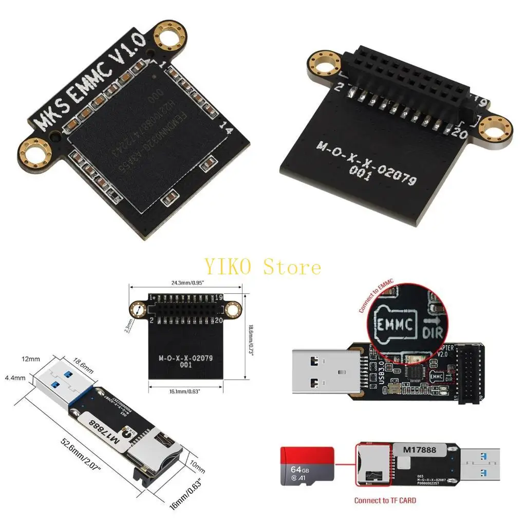 

K32C USB3.0 Адаптерный карт считывателя EMMC-Adapter V2 для карты памяти EMMC модуля 32 ГБ