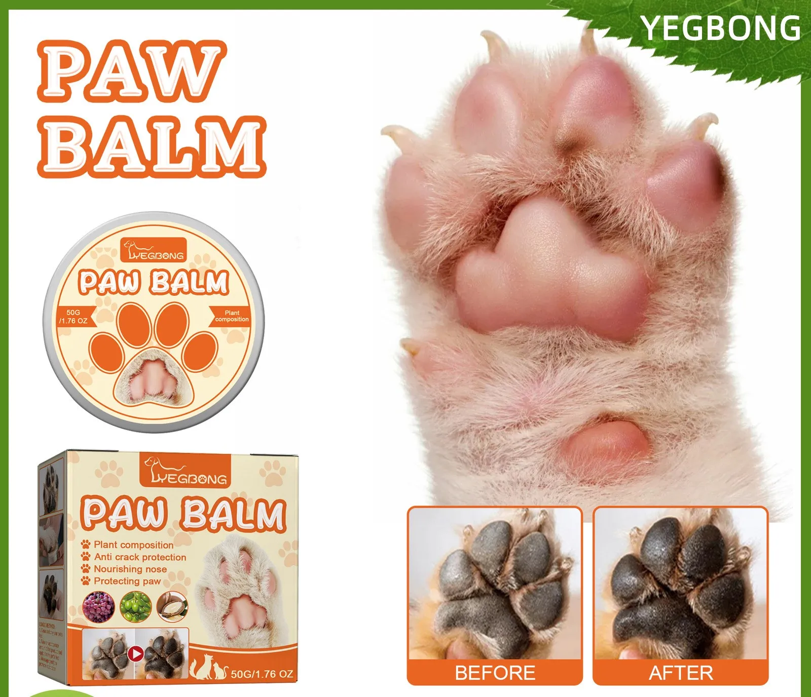 

Pet Moisturizing Paw Balm Cats and Dogs Universal Deep Moisturizing Soles and Soles of The Feet Meat Pads Chapped Care Balm