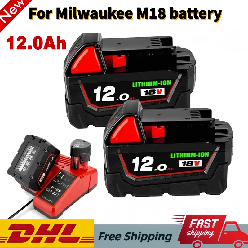 

Original 18V 12000mAh Replacement Lithium Ion Battery For Milwaukee M18 Power Tool Batteries 48-11-1815 48-11-1850 48-11-1860