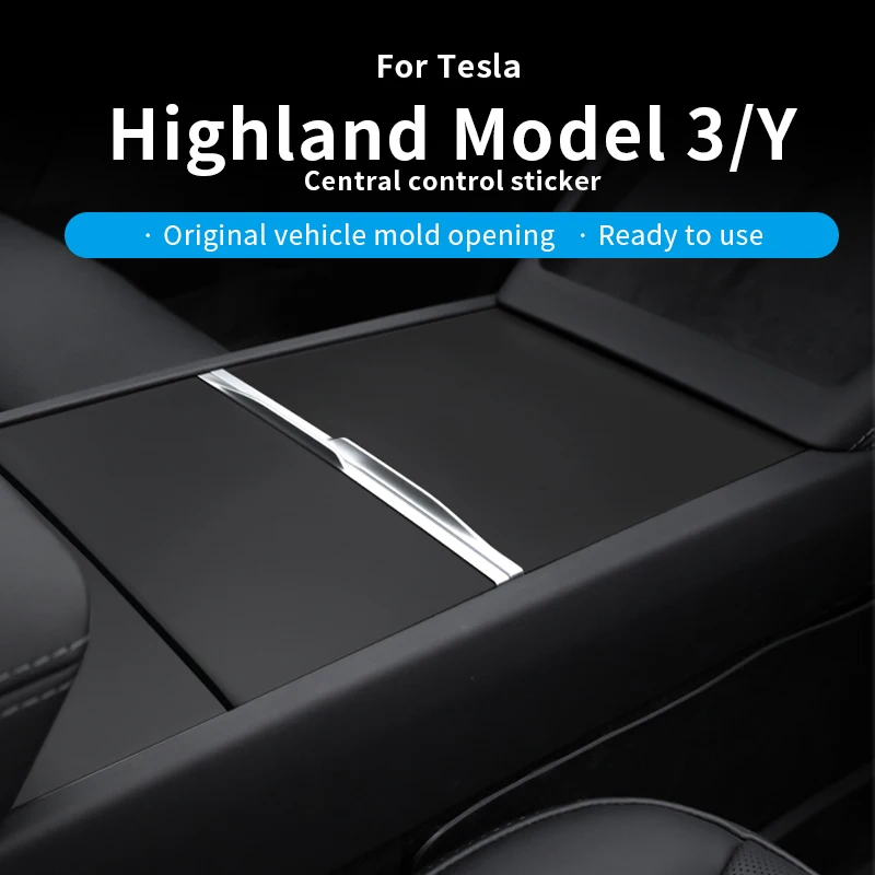 

For Tesla 2025 Model Y Highland Center abs Console Panel Central Control Car dashboard cover sticker Dumb Black