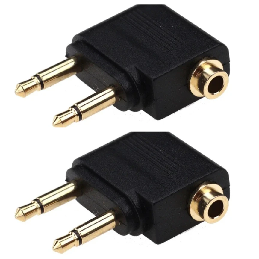 

100pcs 3.5mm Female to 2 X 3.5Mm Male Stereo Earphone Audio Adapter Jack Airline Airplane Headset Headphone Connector