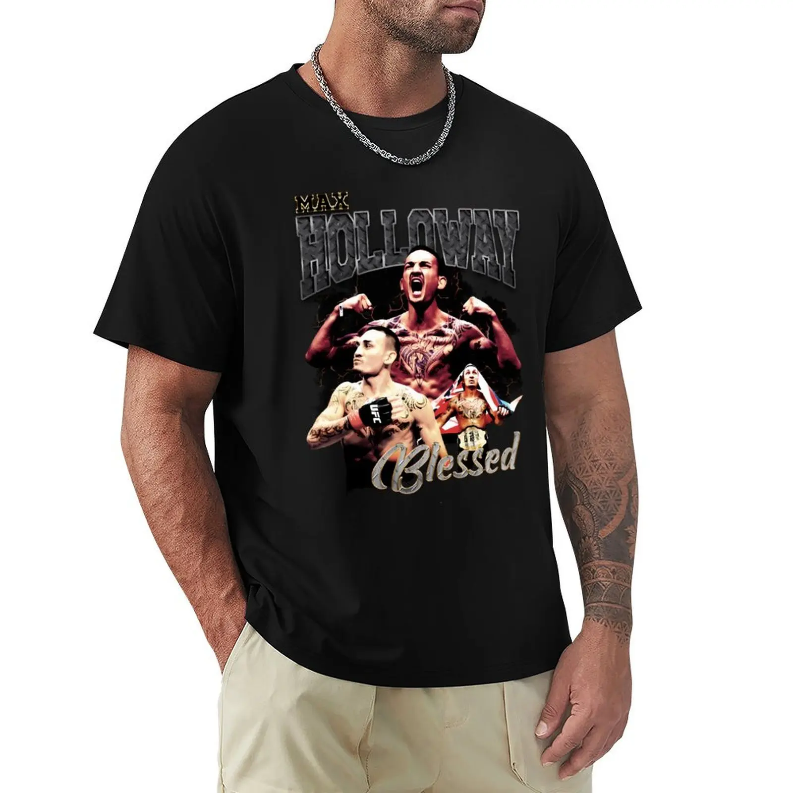 Max Holloway T-Shirt Light Athletic Short Sleeve Tee Shirt