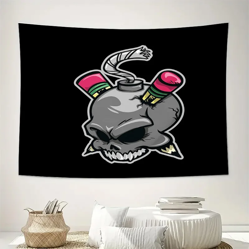 Gothic Skull Tapestry Wall Hanging Dark Art Decor Halloween Room Aesthetic Grunge Tapestry Macabre Home Decor Emo Room Vibes Tri