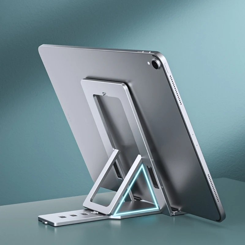

U55B Adjustable Aluminum Folding Stand With Slip proof Silicone Pad For Smartphones Tablets 4-12Inch Easy Viewing