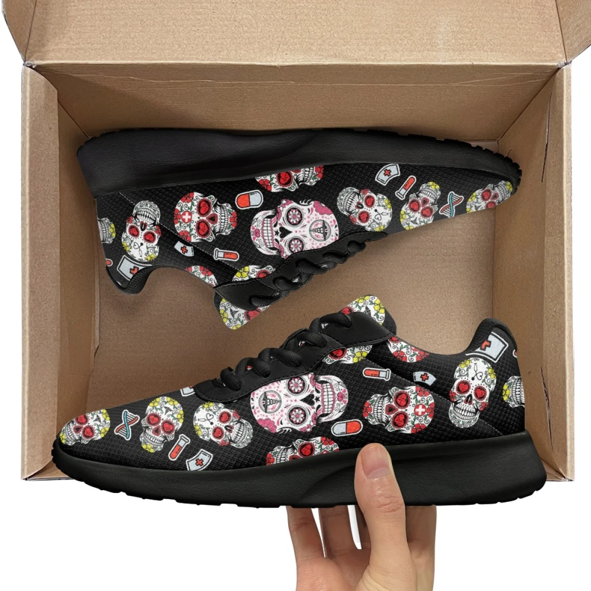 New Horror Skeleton Pattern Women's Jogging Shoes Cozy Soft Sneaker Durable Gym Teen Sneakers Print On Demand tenis masculino