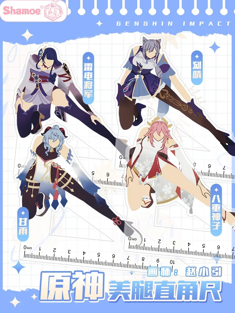 

Anime Genshin Impact Raiden Shogun Keqing Yae Miko Cosplay Triangular Ruler Cartoon Set Square Triangle Colleagues Xmas Gift