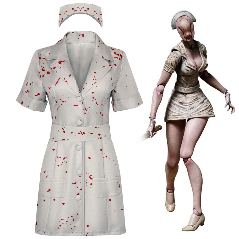 

Silent Hill 2RE Female Nurse Cosplay Costume Silent Hill Remake Horror Zombie Nurse Cosplay with Girdle Halloween Nurse Suit