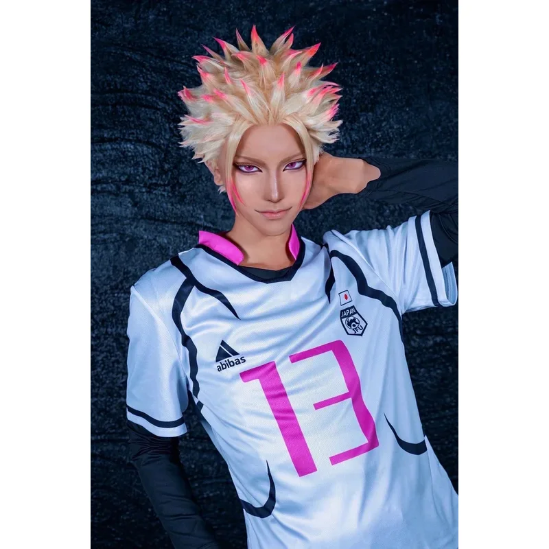 SN60 HOLOUN Blue Lock Anime Sae Shidou Aiku Shuto Sendo Cosplay Costume Wig U20 Football Uniform Rose Net Synthetic Hallowee5 &