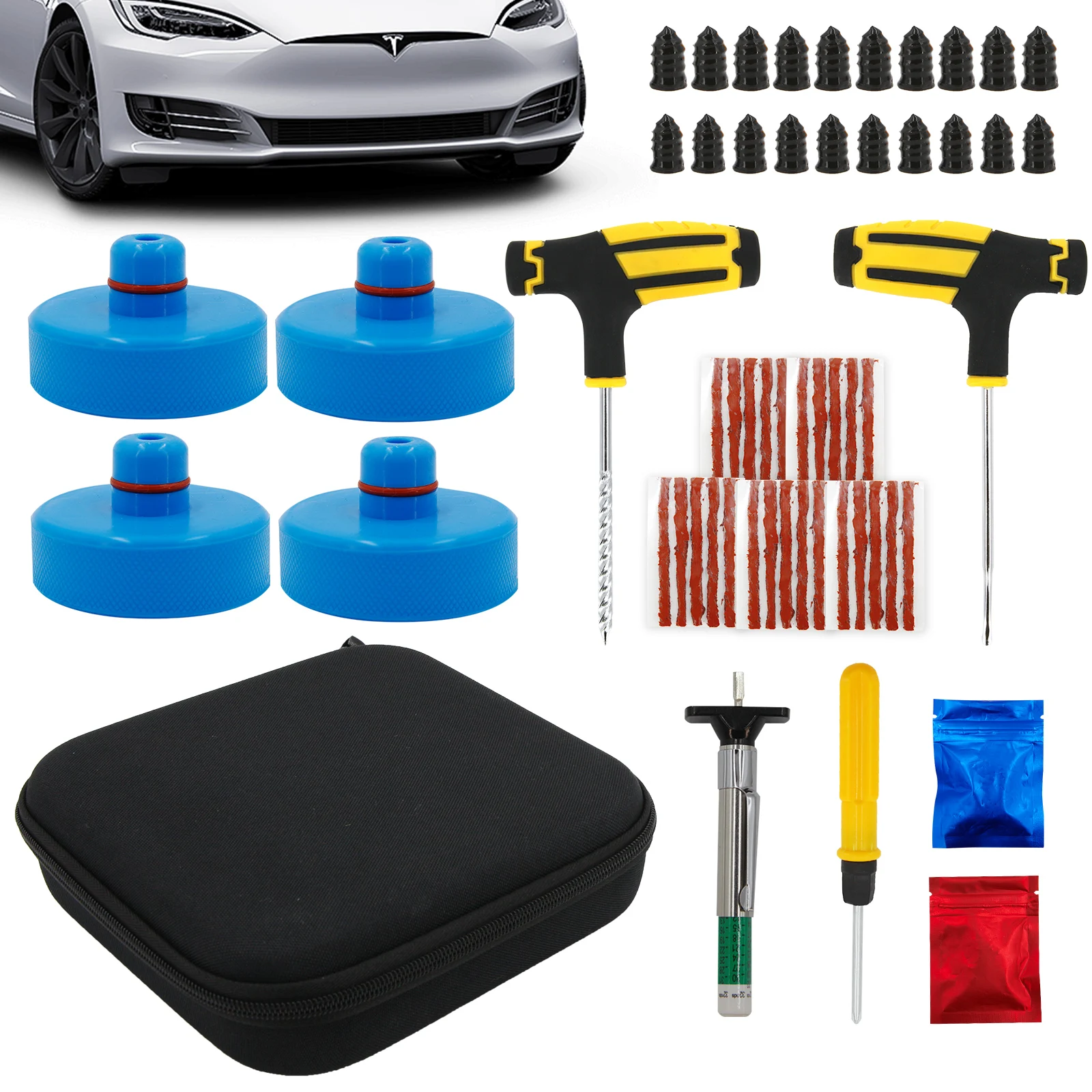 4Pcs Rubber Floor Lifting Jack Pad Adapter Pucks Tool Chassis For Tesla Model 3 Model S Model X Car Accessories Tire Repair Kit