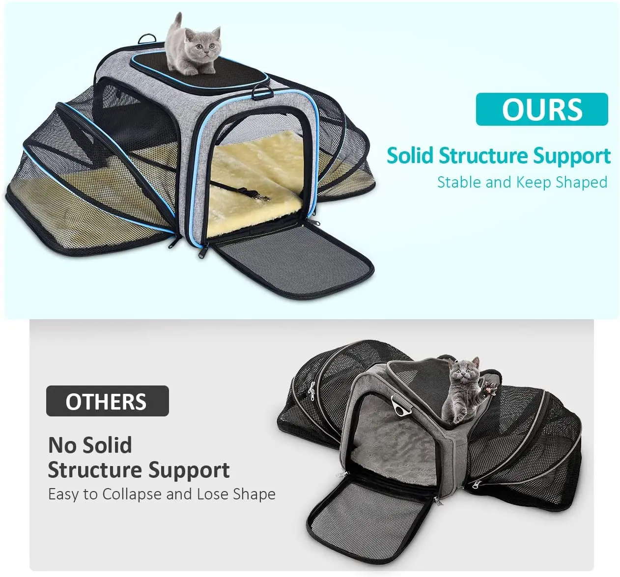 Pet Carrier Airline Approved Expandable Foldable Soft-Sided Dog Carrier Pet Travel Bag Safe and Easy for Dogs