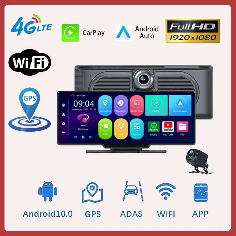 

10.26" 4G Car DVR Android Dash Cam 8 Core GPS Navigation ADAS FHD Recorder With ADAS Mirror Link 5G WiFi Bluetooth GPS FM