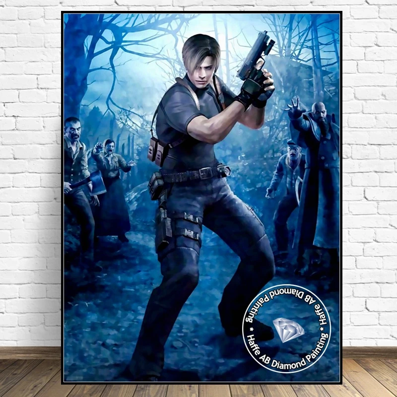 Resident-Evil 4 Remake Video Game Diamond Painting AB Drills Art Leon And Claire Photo Embroidery Cross Stitch Home Decor