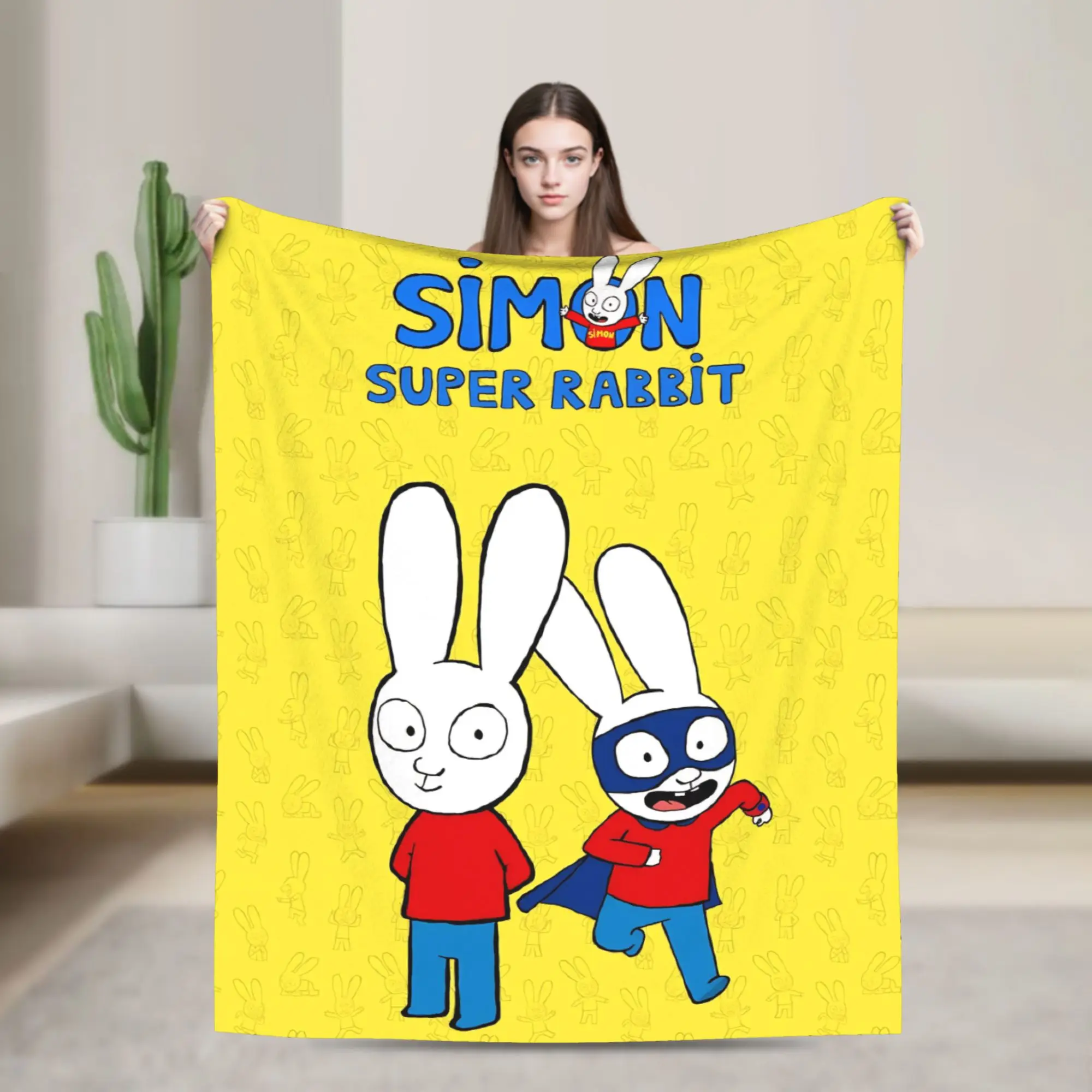 Simon Super Rabbit Throw Blanket for Couch  Soft Fuzzy Plush Blanket 50x60 Inches Multi-size Bedspread for All Seasons
