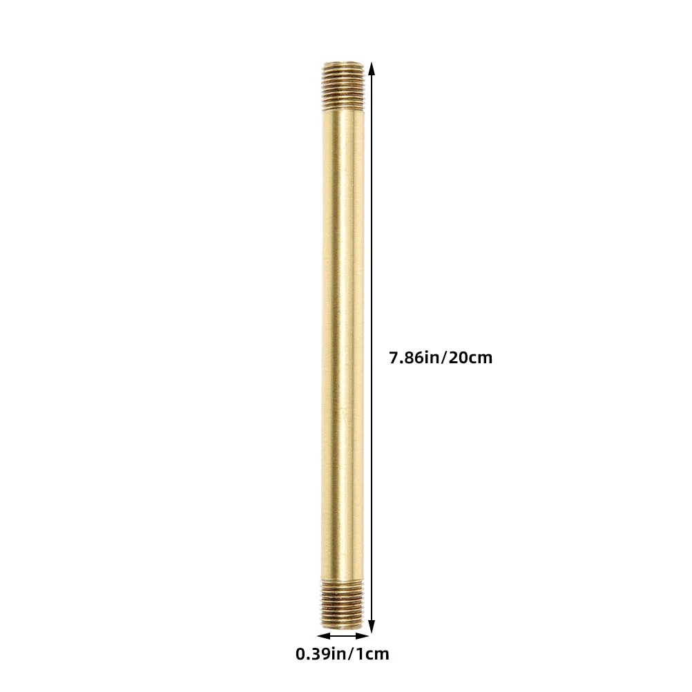 2Pcs Copper Threaded Lighting Fixture Tube M10 Straight Stem for Wall Lamp DIY Home Decor Rod Replacement Parts