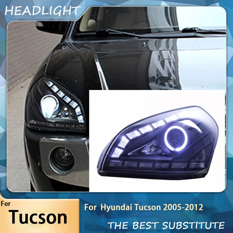 Headlights for Cars Hyundai Tucson 2005-2012 Highlight Front Lamp Projector Lens DRL LED Turn Signal Car Accessories