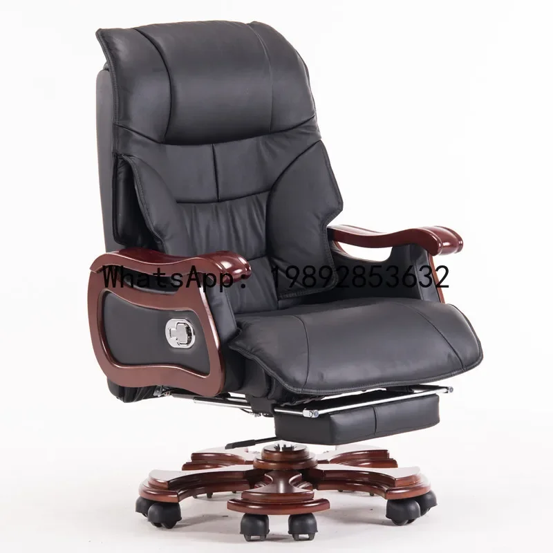 a-16 genuine leather executive chair - reclining office chair for comfortable extended seating