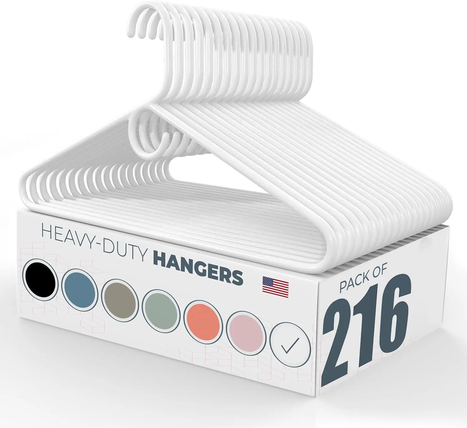 Made In Usa Heavy Duty Plastic Clothes Hangers Bulk, 20 30 50 100 Pack Available, Strong Plastic Hangers, Jacket Coat Hangers,