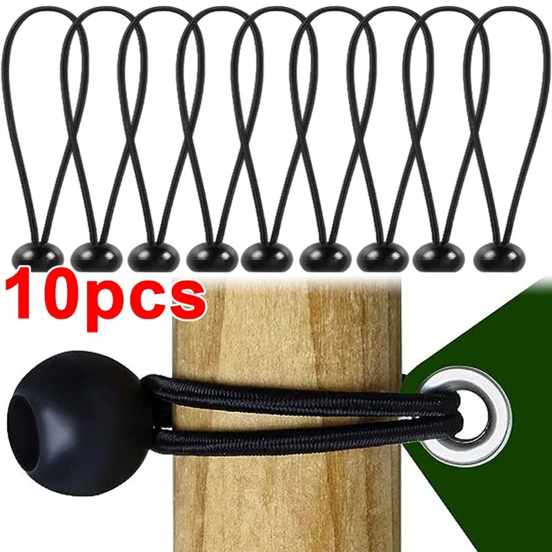 10pcs Bungee Cord Ball Tarp Canvas Tarpaulin Flagpole Ties Cord Ends Elastic Rope Lace Fixed Boat Pole Camping Tent Accessories