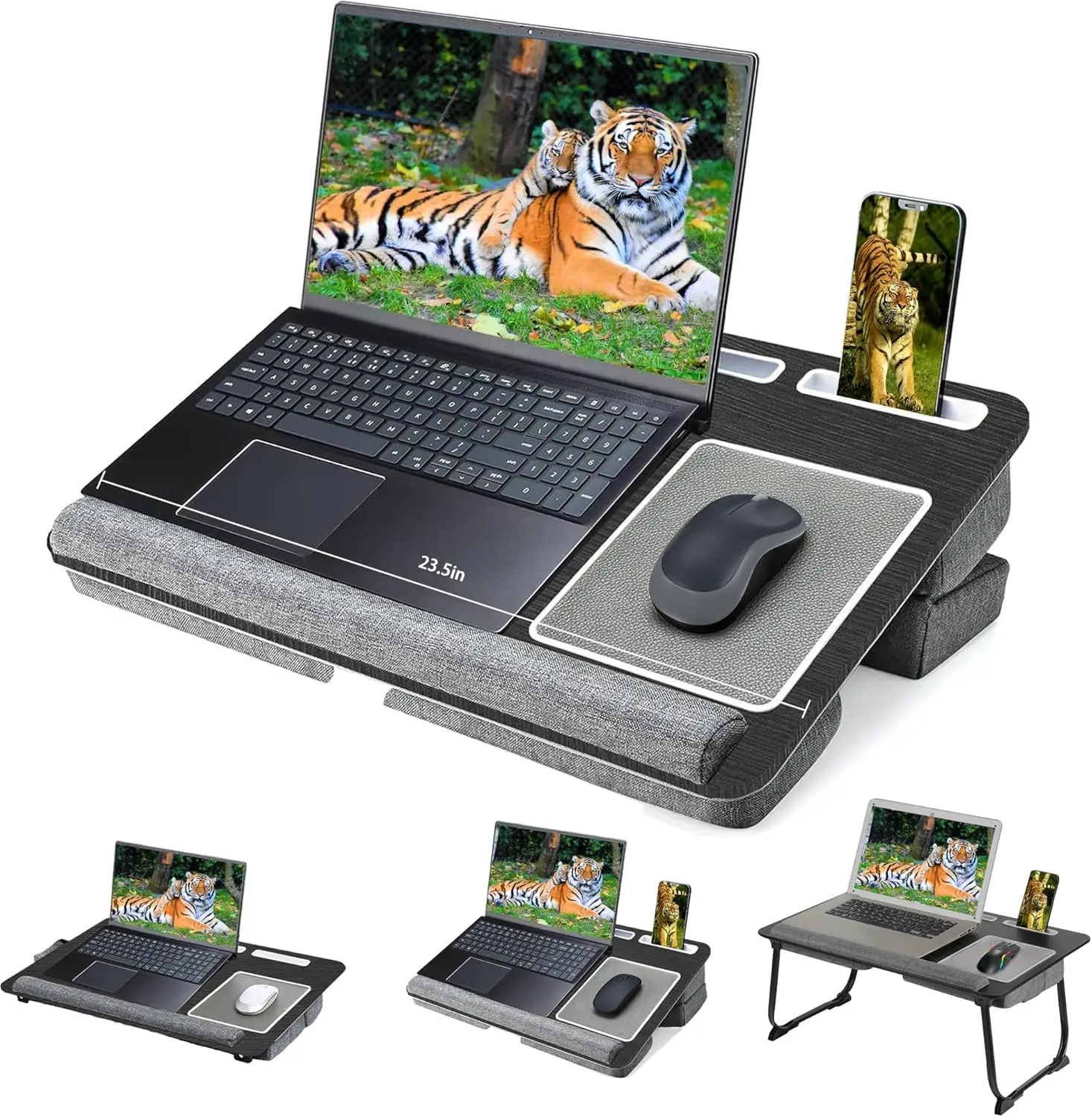 

Portable Lap Desk with Cushion, Adjustable for 17" Laptop, Includes Tablet Holder and Mouse Pad
