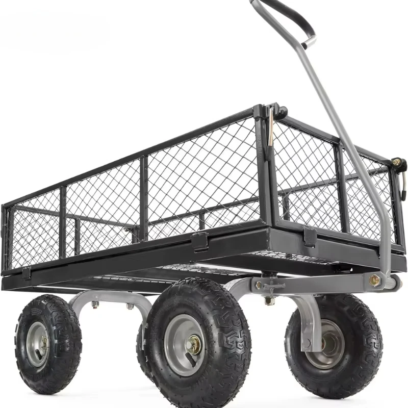Gorilla Carts Steel Utility Cart Beach Wagon, 800 Pound Capacity, Gray (2 Pack) Steel Mesh Cart