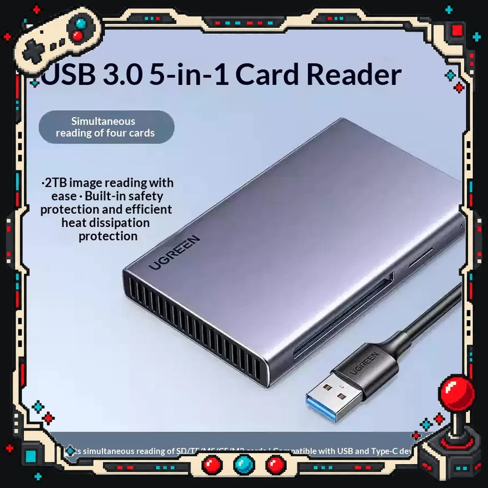 UGREEN CM651 5 in 1 USB 3.0 Card Reader SD CF TF MS M2 Aluminum Adapter for Laptop PC Camera