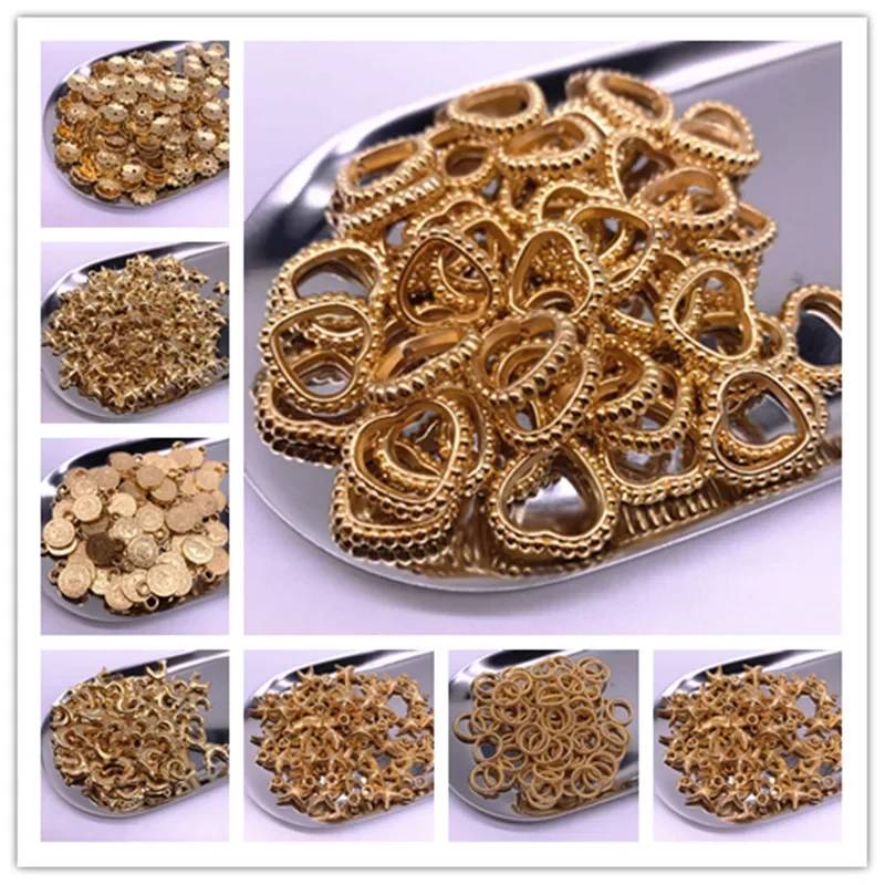 10-100pcs Star Charm Pendant CCB Beads End Caps Beads Gold Color Spacer Beads for Jewelry Making DIY Accessories