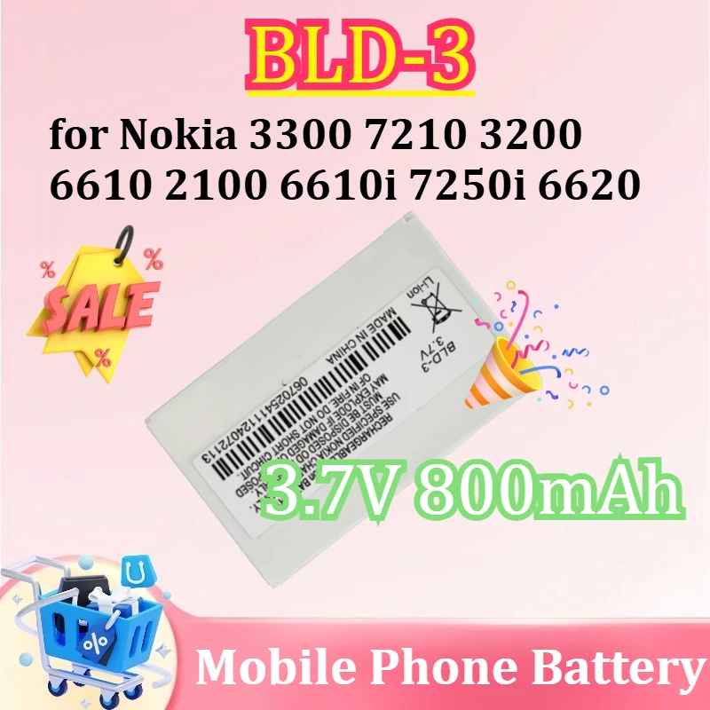 

Новый BLD-3 для Nokia 3300 7210 3200 6610 2100 6610i 7250i 6620 аккумулятор мобильного телефона 3,7 В 800 мАч