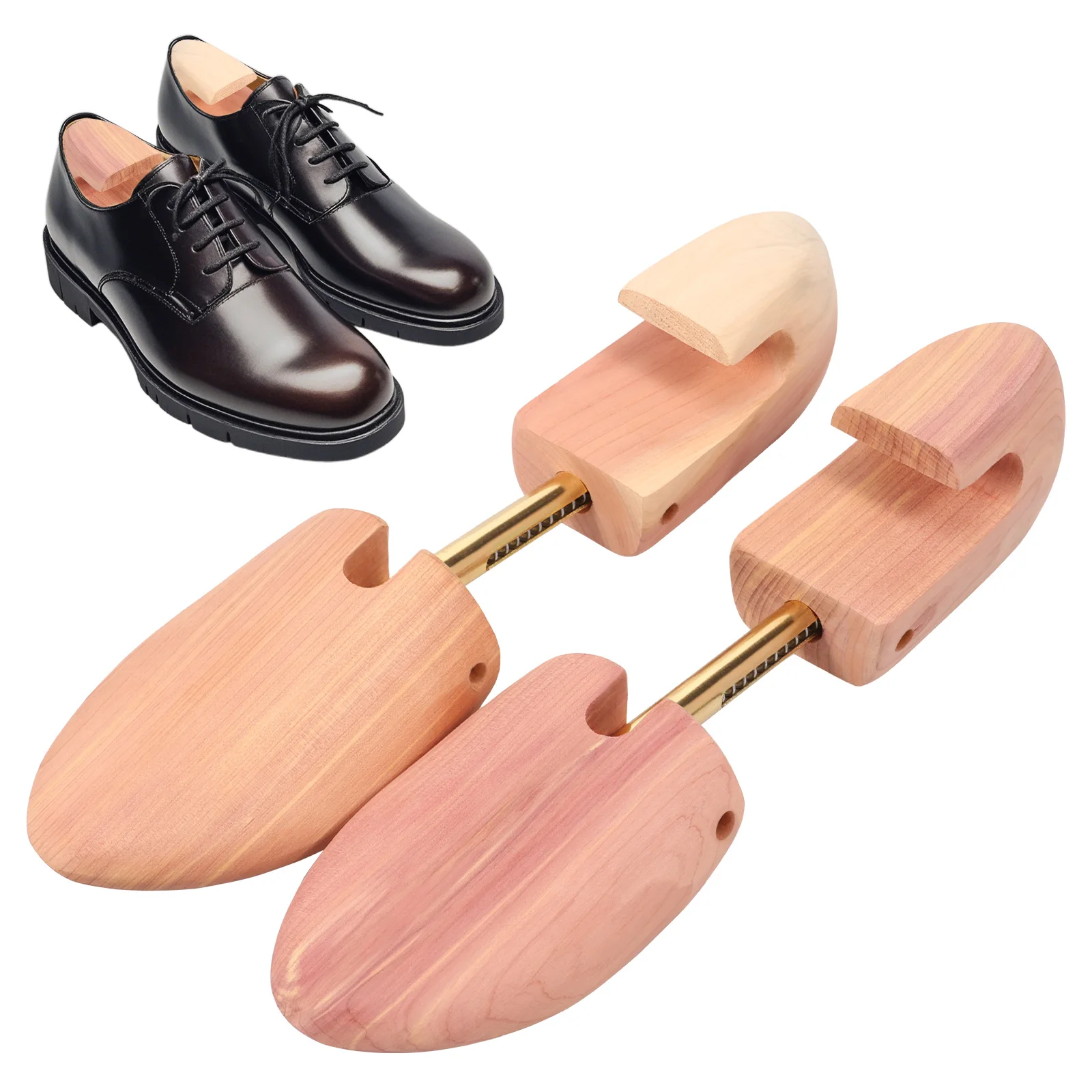 2Pcs Cedar Shoe Trees for Men Women Wooden Shoe Stretcher Universal Adjustable Width Boot Sneakers Stretcher