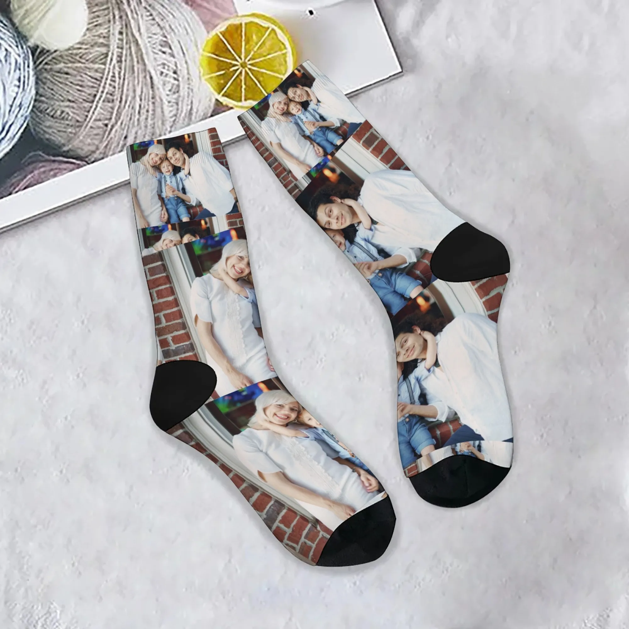 Custom Family Photo Socks Personalized Family Portrait Print for Daily Wearing Special Carrier To Recall Warm Family Moments