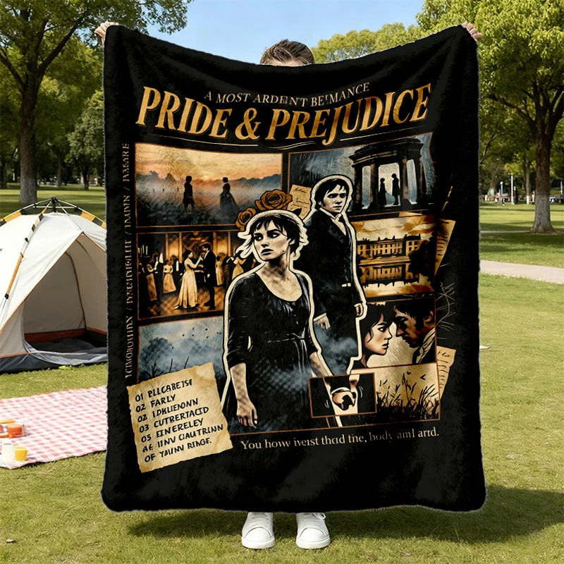 Pride and Prejudice 2005 Film Flannel Blanket, Elizabeth Darcy Romance Movie Graphic Flannel Throw